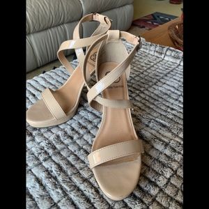 Nude scrappy high heeled sandals